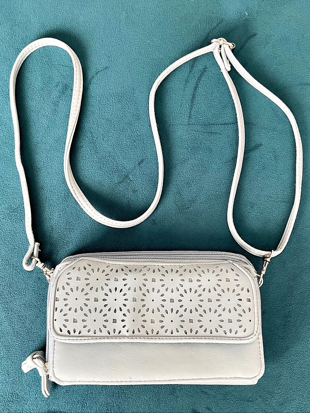 Bueno Blue Perforated Crossbody Bag